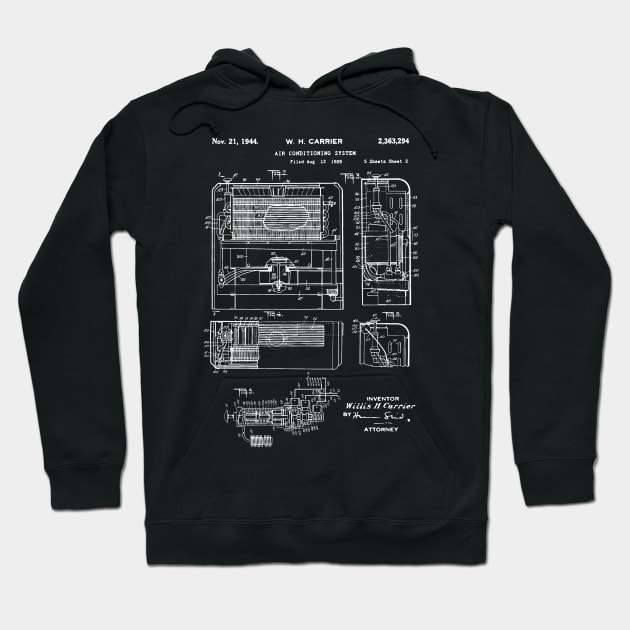 Air Conditioner Patent 1939 AC technician gift Hoodie by Anodyle